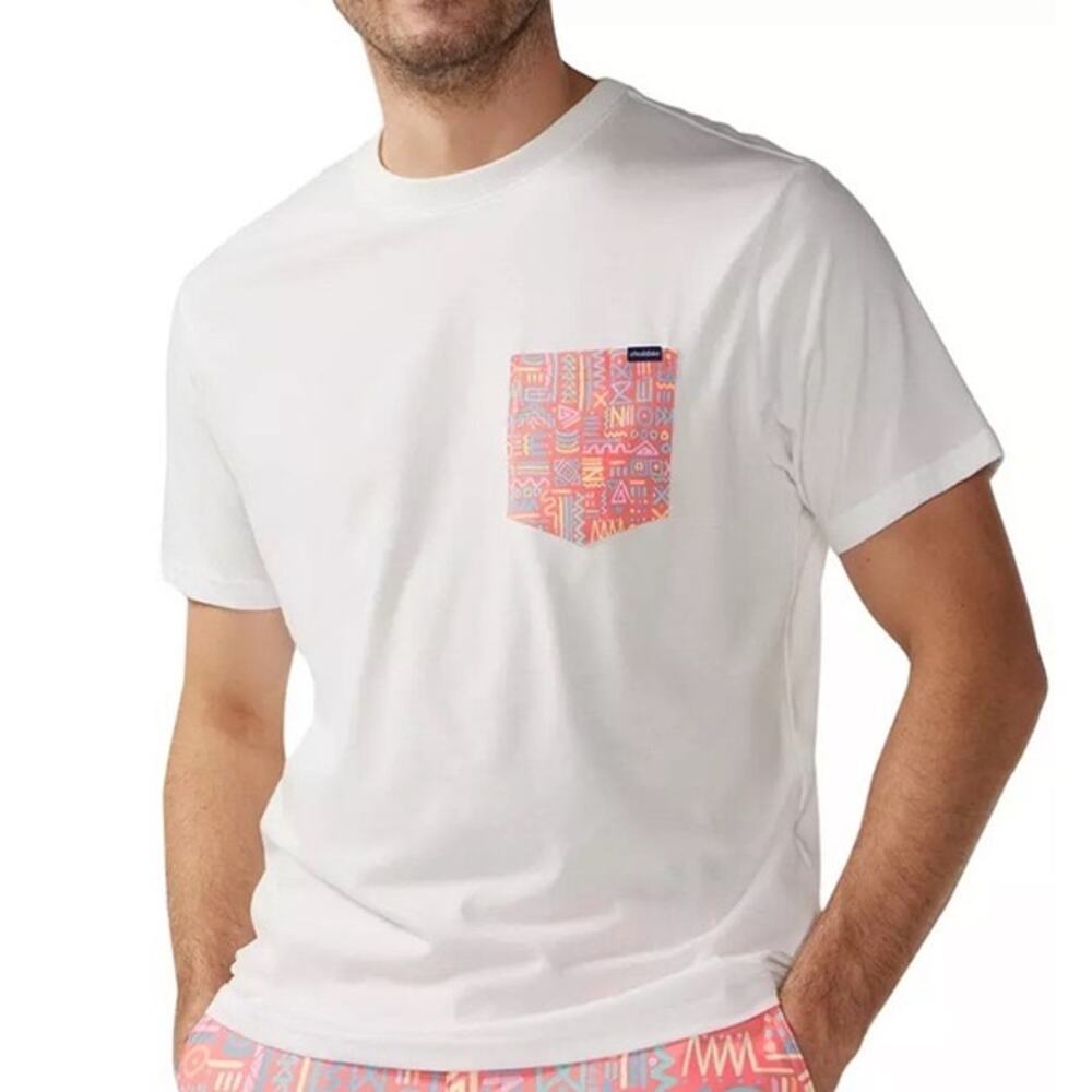 NWOT Chubbies White Short Sleeve Multicolored Pocket T-Shirt Size XL